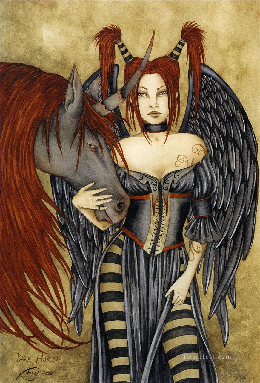 unicorn dark horse Fantasy Oil Paintings